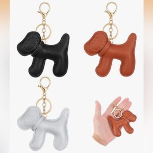 🆕 3 Pcs Leather Dog Bag Charm Leather dog keychain,
